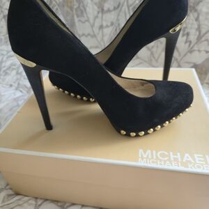 Michael Kors Black Heels with Gold Studs